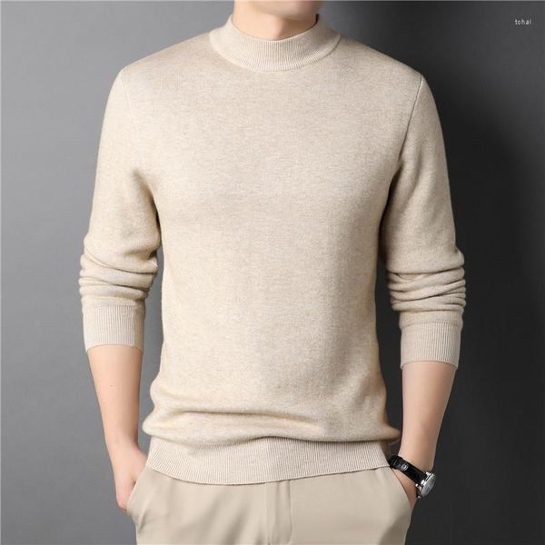 Maglioni da uomo 2023 di marca maglione di cashmere da uomo mezzo dolcevita da uomo pullover in maglia per uomo giovanile sottile maglieria uomo