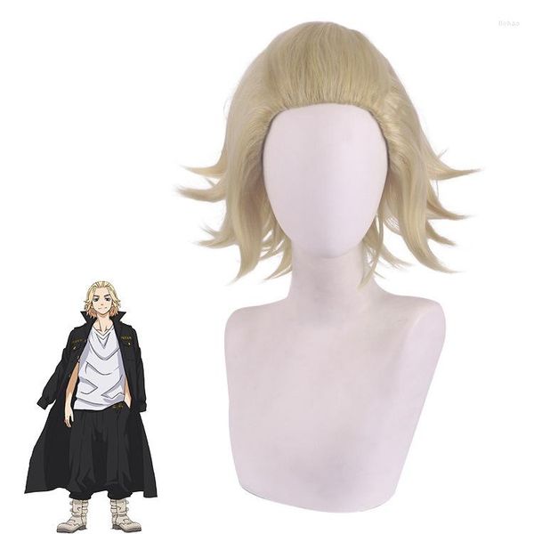 FUTEMENTO DE PARTE TOKYO REVENGERS CARACTERIAL DE ANIME WIG MANJIRO Sano Mikey Light Blond Hair Short Heat Fiber Cosplay Dress Up Up