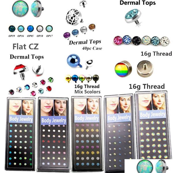 Taillenkettengürtel 40 Stück / Hülle 316L Stahl 16G Opal Micro Dermal Anchor Edelstein Top Piercing Oberfläche Schmuck Drop Lieferung Modeaccessoire Dhgwa