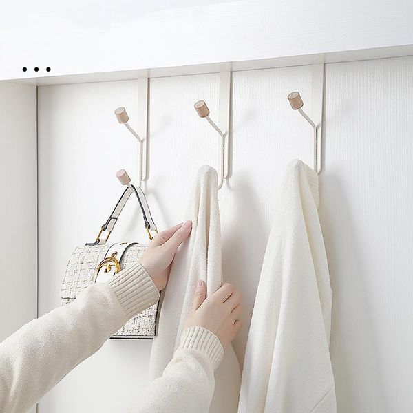 Ganchos criativos banheiros portas de roupas domésticas Rack prateleira quarto branco simples casaco de ferro forjado cabide de gancho de armazenamento de armazenamento
