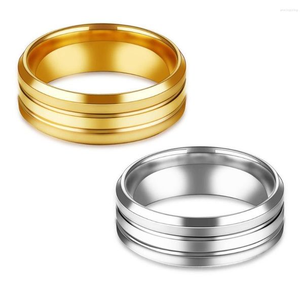 Eheringe Klassische Silber Farbe 8mm Fingerring Edelstahl Für Männer Verlobungsbänder Männlich Punk Schmuck Geschenke