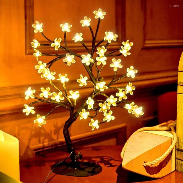 Strings LED Fairy Decor Night Lights Orchidea artificiale Cherry Tree Branch Light 20/48leds Lampada da scrivania per regali di San Valentino di nozze