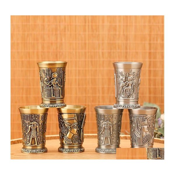 Kupalar cam 1oz metal vintage Mısır Chalice Creative Wine S Gözlük Kişiselleştirilmiş SIP Tekila Votka Kokteylmugs Drop Deli Dhalc için