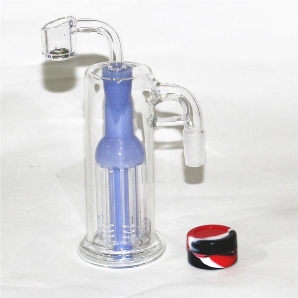 6 Stili Narghilè Olio Recupero Ash Catcher 14.4mm 18.8mm Maschio Femmina Adattatore Ashcatcher in vetro con ciotola in vetro banger al quarzo da 4 mm Contenitore in silicone da 5 ml