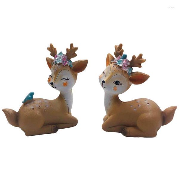 Decorazioni per interni 1pc Collezione dipinta a mano Simpatici cervi Decorazione per la casa Giardino delle fate Figurine di animali in miniatura Regalo di compleanno per desktop