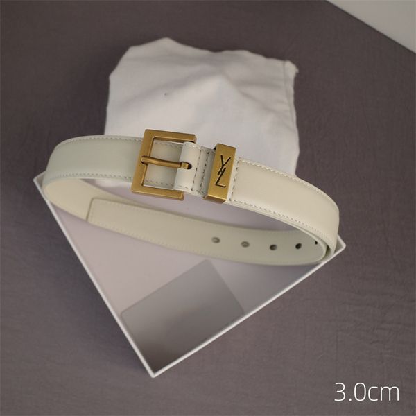 Echtes Ledergürtel Designer Damen Herren Damen Klassische Marke Buchstabe Gold Schnalle Gürtel 3,0 cm Bund Unisex Casual Gürtel l