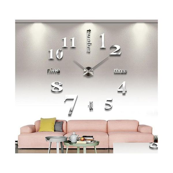 Wanduhren 3D DIY Acryl Miroir Aufkleber Uhr Uhr Quarz Moderne Reloj de Pared Home Dekoration Drop Lieferung Garten Dekor Dhtpl