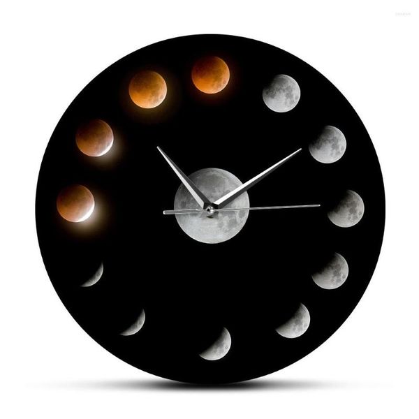 Relógios de parede Série de Relógios Total R Eclipse Moon Fases de relógio Ciclo de espaço externo Decoração de casa Super no céu
