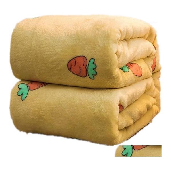 Cobertores de desenho animado cobertor de cama amarelo para adt kid coral lã de lã de escritório school sofá arremesso de 150x200 200x230cm enterrado bedlinen1 gota del dhsrz