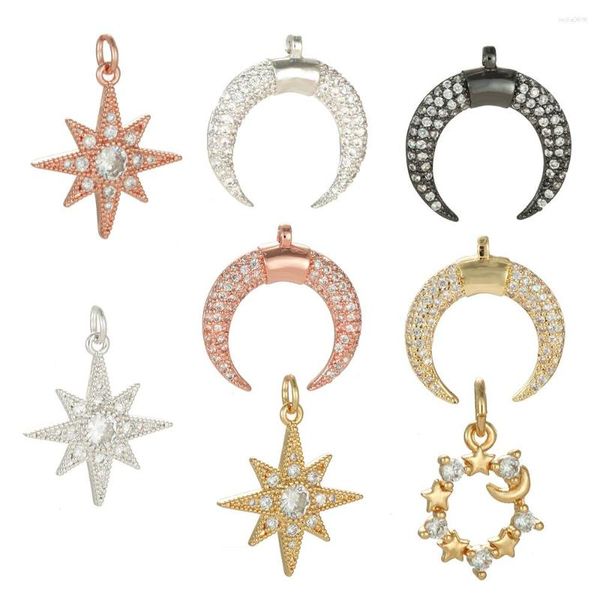 Charms Moon Star for Jewelry Making Supplies Sun Pingente Gold Diy Brincho Colar Acessórios de pulseira de cobre Copper