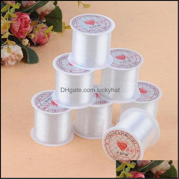 Fio de cordão 0,20,8 mm 1Roll Roll DIY Manual transparente Manual de nylon Cristal sem linha de elasticidade para pulseira Fazendo pesca 20220301 DH7RD