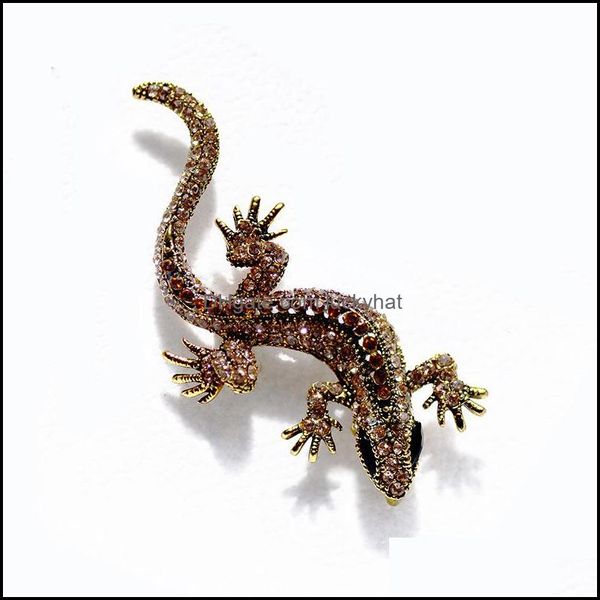 Pimler Broşlar Eşsiz Kertenkele Rhinestone Broş Pin Kadın Geckos Partisi Dorcus ve Giysi Takı Vintage Metal Brosch 1020 T2 Drop de Dhnks