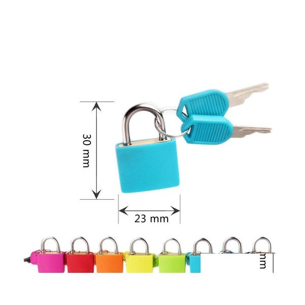 Serrature per porte Piccolo mini lucchetto in metallo resistente Valigia da viaggio Diario Serratura per libro con 2 chiavi Lucchetti di sicurezza Lage Decorazione 8 colori Dr Dhrhq