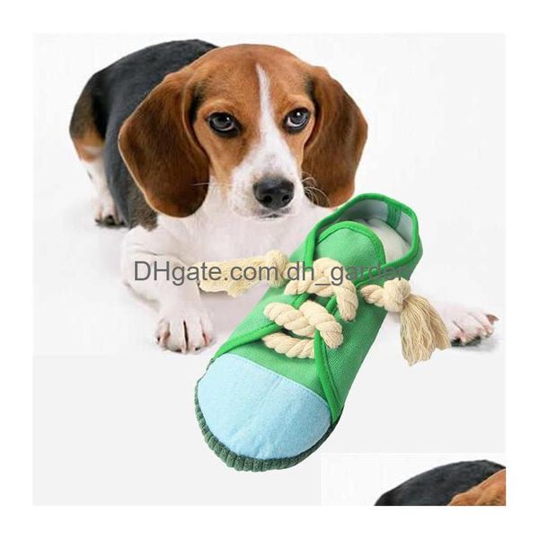 Hundespielzeug kaut interaktive saubere Z￤hne Pet Cat Slipper Form Leinwand Bissresistent, um lustiges weiches, quietschendes Spielzeug Dhgarden Dh3e5 zu spielen