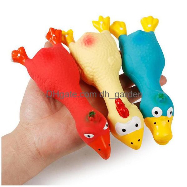Brinquedos de cachorro Chews Natural Latex Pet Screaming Chicken Duck Toy Squeaker Divertido Som Treinamento de borracha Jogando Puppy Mastigando dente Dhgarden Dhcwk