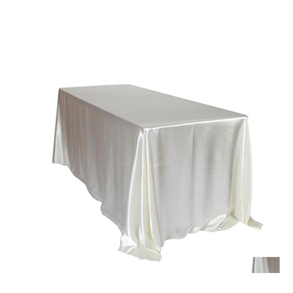 Tovaglia 145X320Cm Tovaglie Bianco/Nero Er Tovaglia Rettangolare In Raso Per Matrimonio Festa Di Compleanno El Banchetto Decorazione Drop De Dhgsn