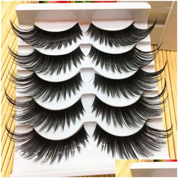 Falsche Wimpern 5 Paare/Satz Charming Schwarz Übertrieben Dicke Lange Wimpern Tägliche Party Make-Up Verlängerungswerkzeuge Großhandel Drop Delive Dhbfq