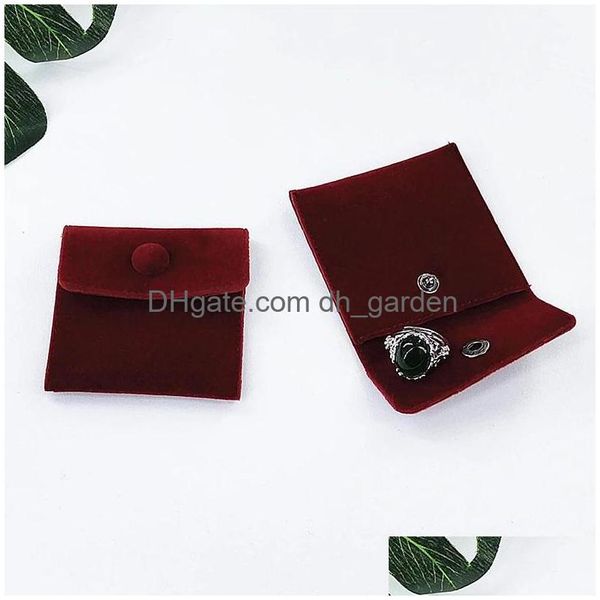 Mücevher Torbaları Çantalar Yumuşak Veet Çanta Snap Düğmesi Küçük Hediye Çanta Koşusu Takımlar Ekran Ambalaj Damlası Dağıtım Dhgarden Dh7io