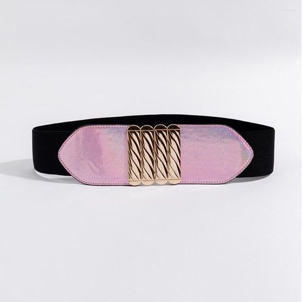 Cintos lexury para mulheres rosqueadas faixa cilíndrica decorativa fivela cinturão elástica de cintura púrpura de mulheres scb0311