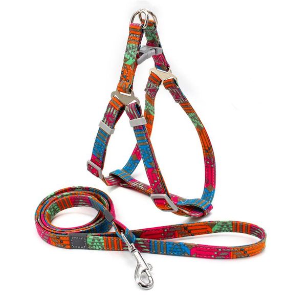 Collari per cani Guinzagli Accessori per animali domestici Nessun set di imbracatura con guinzaglio da 1,2 m Tela regolabile per cani Forniture Pitbull
