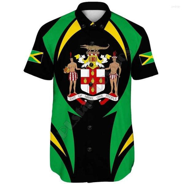 Camicie casual maschile jamaica a manica corta flag flag hawaii barber shop 3d stampato per donne tee hip hop