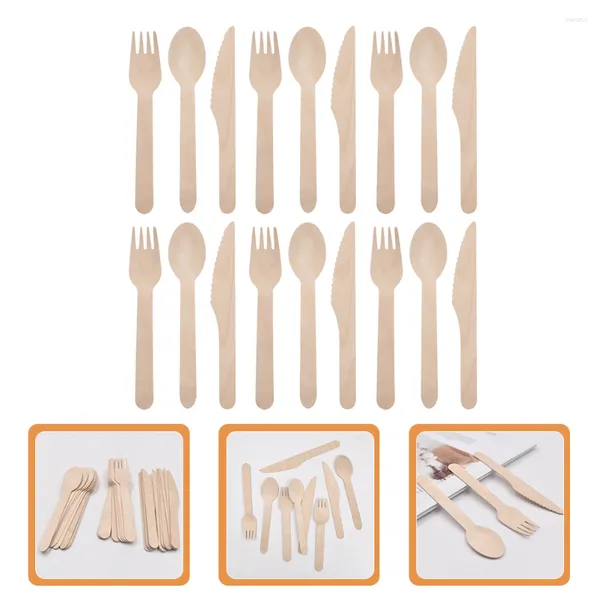 Set di posate Cucchiaio usa e getta Forchette Torta Utensili per feste Posate in legno Degustazione in legno Set di compleanno Cucchiai Stoviglie Forniture per forchette Insalata