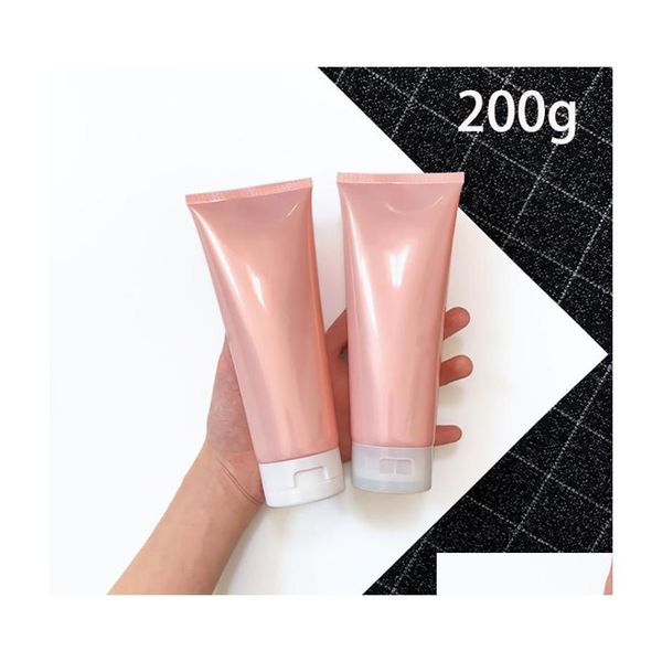 Speicherflaschen Gläser rosa 200 g Plastikcreme Weiche Flasche nachfüllbar 200 ml kosmetische Make -up Körperlotion Shampoo Squeeze leerer Tropfen DHHJM