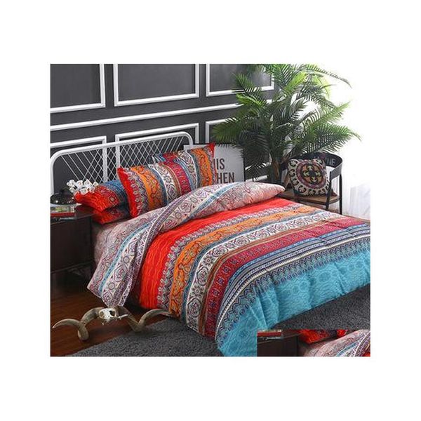 Conjuntos de cama Bohemian 3 4pcs Mandala DUVET ER SET SHET FLASH FOLHANTE FOLHA TWIN FL RAINHO KING SAMELA CAMA DE DRIA DRIVA DA DRIA DE HOME DHVAU