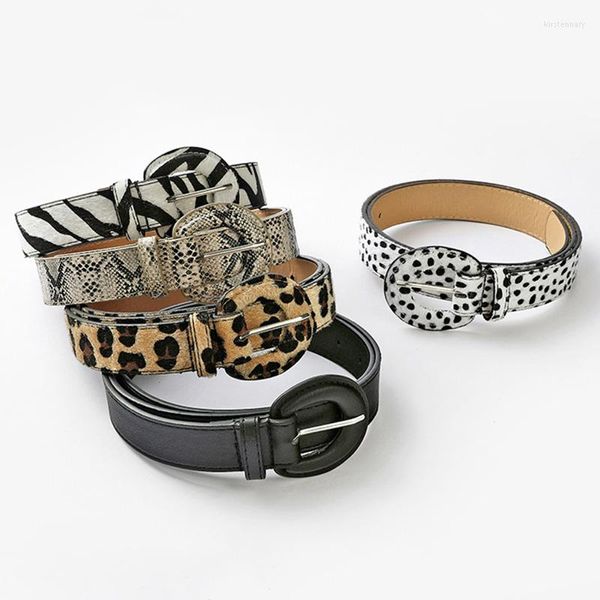 Gürtel Mode Ledergürtel Schlange Leopard Gedruckt Frauen Jeans Kleid Retro Runde Schnalle Damen Mädchen Taille
