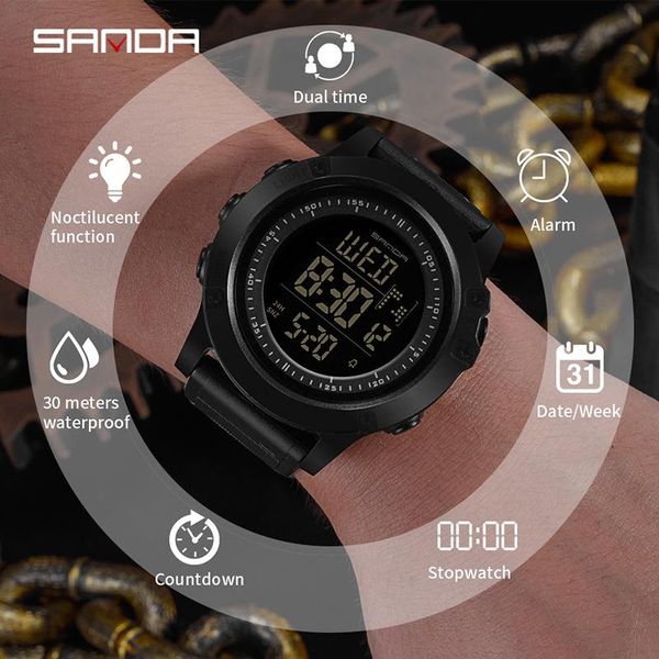 Armbanduhren Männer Militäruhr LED Outdoor Sportuhren Wasserdichte Digitaluhr Armbanduhr Weihnachtsgeschenke für Mann Helle Hintergrundbeleuchtung