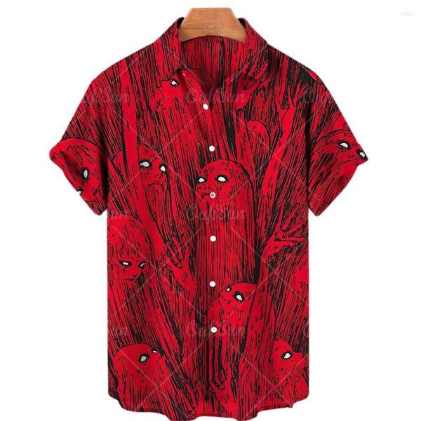 Camicie casual da uomo 2023 Camicia hawaiana 3d Anime Horror Stampa manica corta da uomo Cool Top Camicias Vintage Unisex 5xl