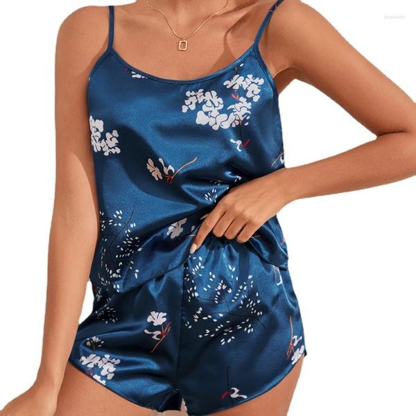 Frauen Nachtwäsche Pyjamas Für Frau Pyjamas Sommer Sexy Nachtwäsche Zwei Stück Satin Set Anzug Weibliche Pijamas Nacht Tragen Hause