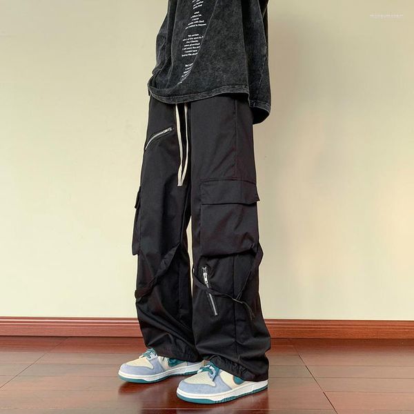 Мужские брюки 2023 Fashioin Высокая талия винтажная мешковатая уличная одежда Многократные женские брюки оптом