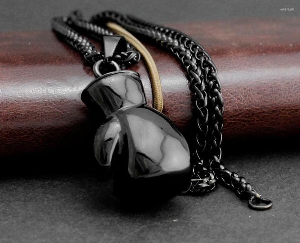 Anhänger Halsketten Super Riesige schwarze Farbe Boxhandschuhe Halskette Kette für Männer