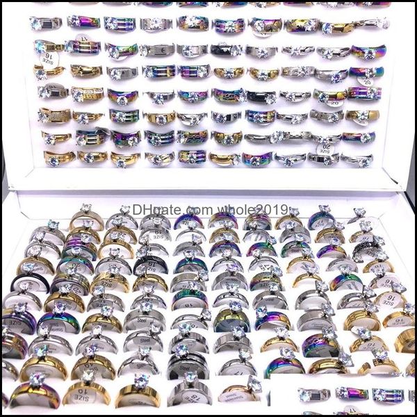 Bant Halkaları Toptan 100 PCS Kadın Moda Zirkon Rhinestone Romantik Düğün Takı Damlası Teslimat DHTU8