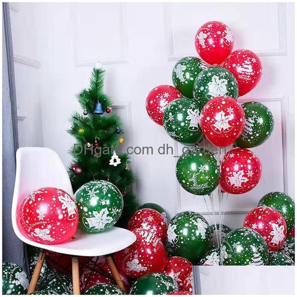 Altre forniture per feste di eventi Natale 10 pollici 2,2 g Balloon Red Stampa di lattice Decorazione del centro commerciale per bambini Drop Dropliv Dhgarden Dhevc