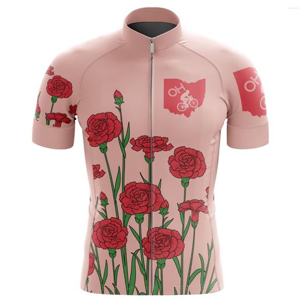 Magliette da uomo 2023 Maglia da bicicletta per abbigliamento da ciclismo casual americano Bella stampa floreale Abbigliamento da bici Poliestere traspirante