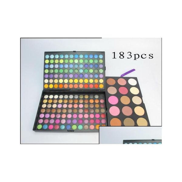 Макияж наборы 183 Цвет 168 матовых тени для век 9 румян 6 бронзеры с порошком высококлассный цвет косметический каплей.