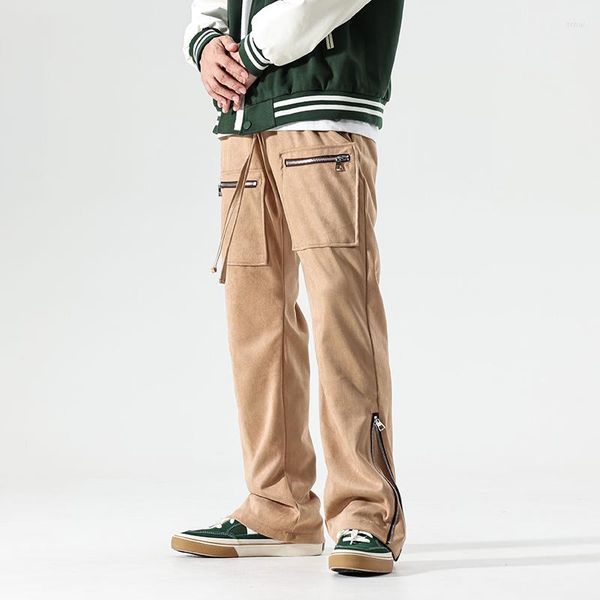 Herrenhose Herren Ins Mody Brand Street Lose lässig Straight Wildleder American Reißverschluss Hip Hop Übergroße Hose Streetwear