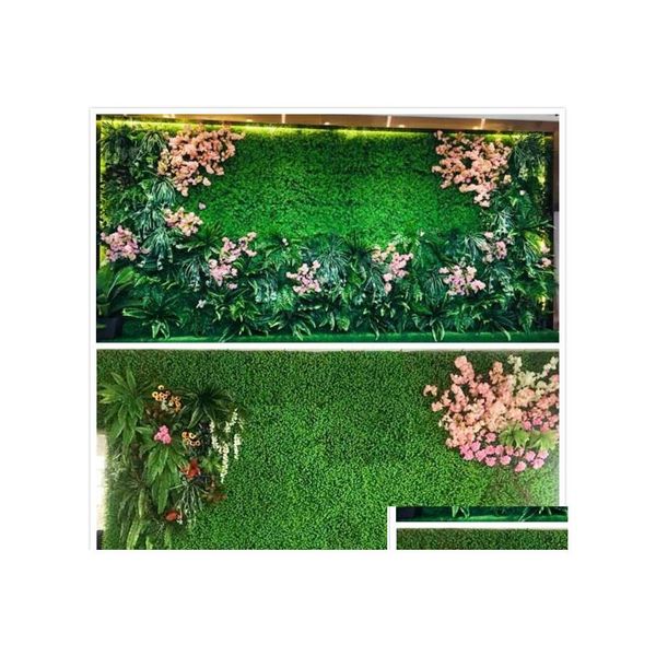 Decorações de jardim Artificial Grass Lawn Mat Pet Food 40x60cm 25x25cm 12,5x12.5cm Plástico Tanque de peixes Falsa Droga Falsa Pati Dh8kc