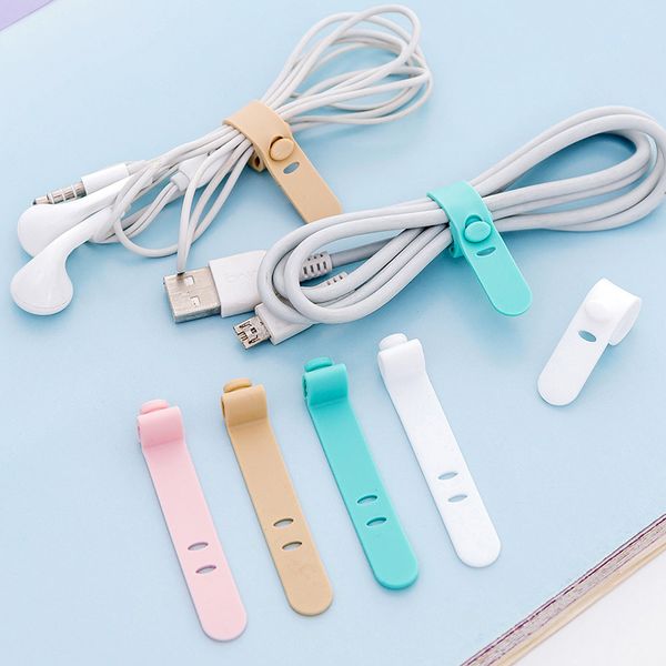 4pcs/lot silikon organizatör sarı kayışları Diğer masa aksesuarları kulaklıklar yumuşak bant usb kablo kablo kravat kaplaması organizatör depolama fsxjy115