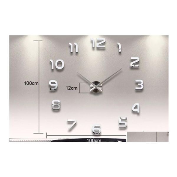 Настенные часы дома украшение большие зеркальные часы современный дизайн большой 3D -часы уникальные подарки Drop Delive Decord Decre dhu6s