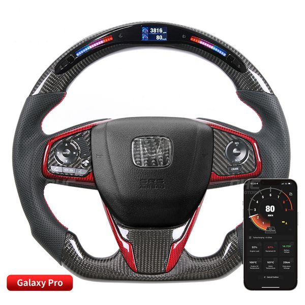 Roda de direção de estilo de condução de estilo de carro Rodas de direção LED de fibra de carbono para acessórios de peças de automóveis da Honda CRV