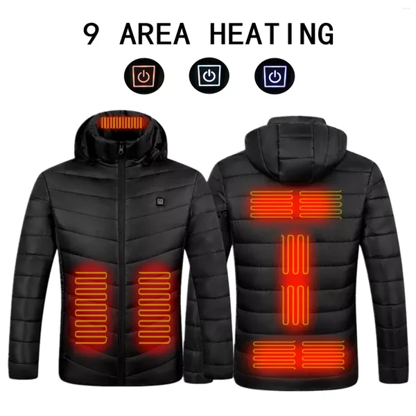 Herrenwesten IN 9 Bereichen Beheizte Weste Männer Frauen USB-Jacke Heizung Thermokleidung Jagd Winter Blacks 6