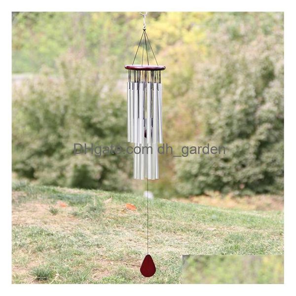 Ciondoli Wood Wind Chime 27 Tube Sier Bell Metallo Mti Antiruggine Decorazione esterna Windbell Regalo di compleanno Zc376 Drop Delive Dhgarden Dhdku