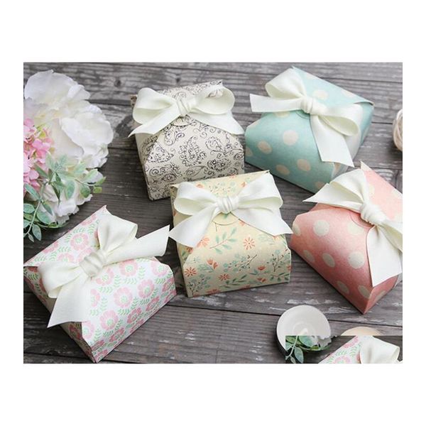 Wrap rotonda scatola di caramelle fai -da -te con bomboniere a nastro e regali per feste per feste baby shower waskes cioccolato per la consegna goccia dhl86