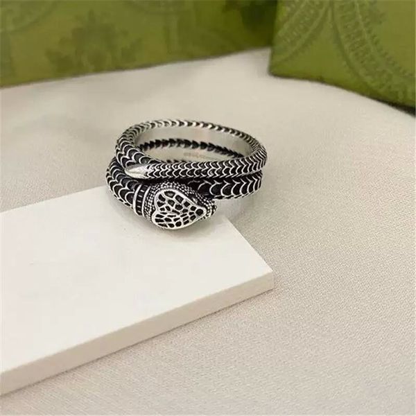 Мужские дизайнерские кольца Взаимодействие для женщин повседневное хип -хоп кольцо кольца змея мода мода 925 Серебряное украшение роскошные украшения 3 стиля с коробкой