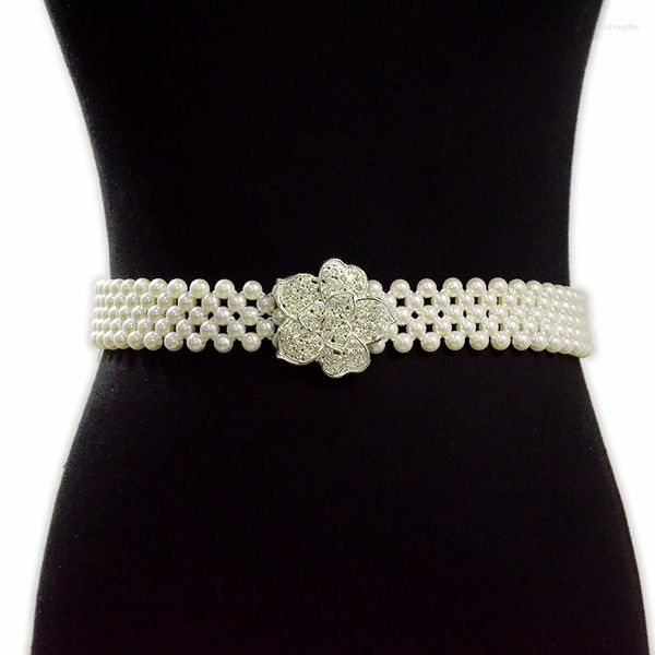 Cinture di lusso 2023 Moda donna Decorazione casual Perla Vita larga Catena Spot Cintura in filo di cotone elasticizzato da donna Bg-1205