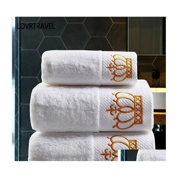 Вышитая полотенце Имперская корона Корона хлопок белый эльса для лица полотенца для ванны для Adts для мыть