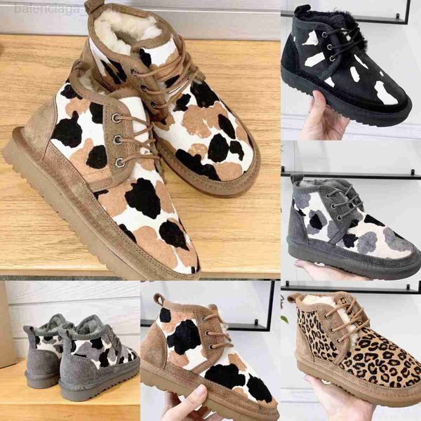 Stivaletto in shearling scamosciato Neumel Cow Hair Kid Adulto Australia Stivali corti in crine di cavallo Parent Child Family Match Australian U G Low Lace Up